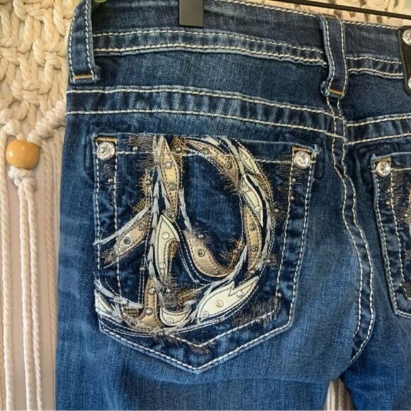 MISS ME Women’s Peace Sign Embellished JY5949BD Bootcut Jeans Size 28 - Picture 9 of 16